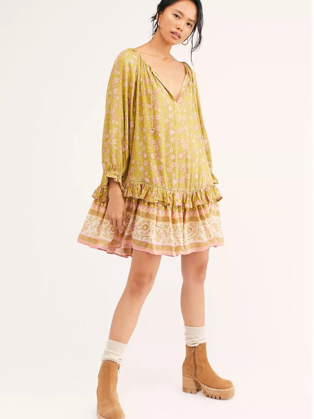 🌸 Free People x Spell Dahlia Tunic Dress – XS – Rare Boho Floral